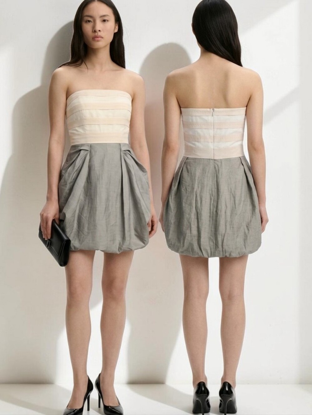 MALENE BIRGER Strapless Linen Bubble Skirt Mini Dress - Size 4